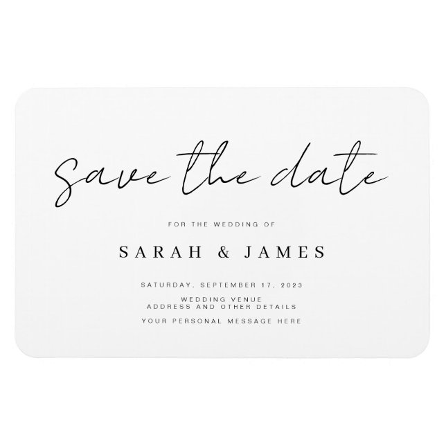 Modern Minimalist Wedding Save the Date Invitation Magnet (Horizontal)