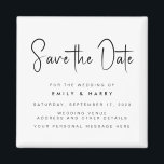 Modern Minimalist Wedding Save the Date Magnet<br><div class="desc">A simple modern save the date magnet. Personalise this minimalist black and white design to have your personal details and message. Features script calligraphy typography and faux glitter image background.</div>