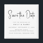 Modern Minimalist Wedding Save the Date Magnet<br><div class="desc">A simple modern save the date magnet. Personalise this minimalist black and white design to have your personal details and message. Features script calligraphy typography and faux glitter image background.</div>