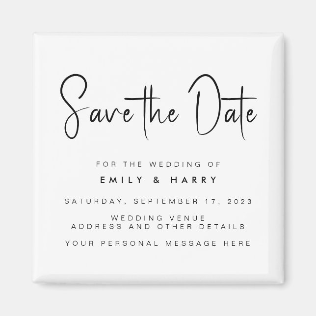 Modern Minimalist Wedding Save the Date Magnet (Front)