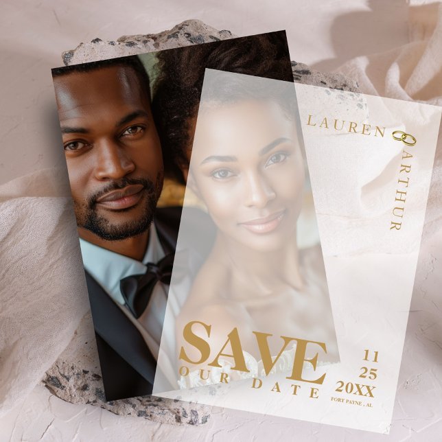 Modern Minimalist Wedding Save the Date Overlay Vellum Invitations (Creator Uploaded)