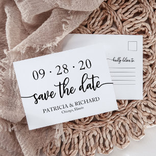 Modern Minimalist Wedding Save The Date Postcard