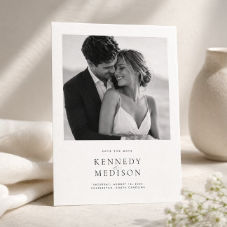 Modern Minimalist Wedding Save the Date with Photo