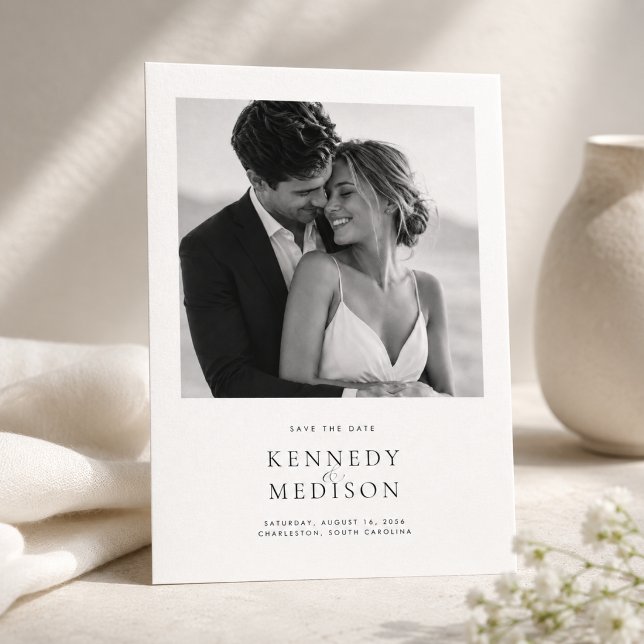 Modern Minimalist Wedding Save the Date with Photo (Creator Uploaded)
