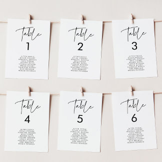 Modern minimalist wedding seating chart cards