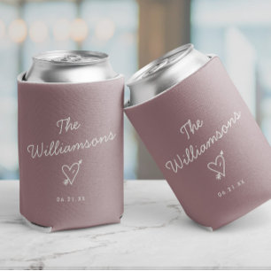 Modern Minimalist Wedding Simple Last Name Can Cooler