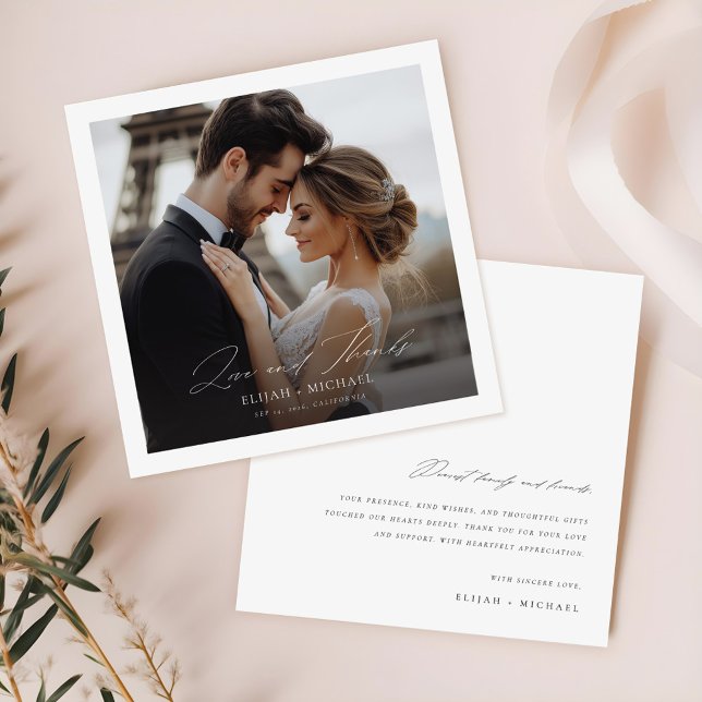 Modern Minimalist Wedding Square  Thank You Card (Creator Uploaded)