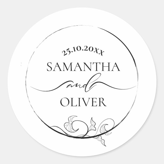 Modern Minimalist Wedding Sticker (Front)