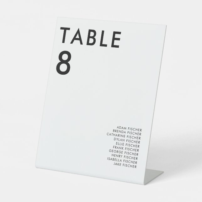 Modern Minimalist Wedding Table Number Pedestal Sign (Front)
