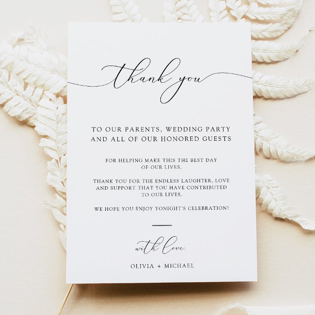 Modern Minimalist Wedding Table Thank You Cards (Creator Uploaded)