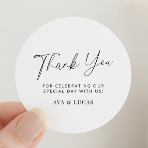 Modern Minimalist Wedding Thank You Classic Round Sticker