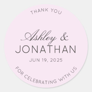 Modern Minimalist Wedding Thank You Classic Round Sticker