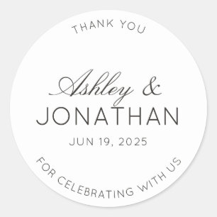 Modern Minimalist Wedding Thank You Classic Round Sticker