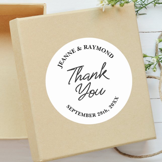 Modern Minimalist Wedding Thank You Favour Classic Round Sticker (Creator Uploaded)