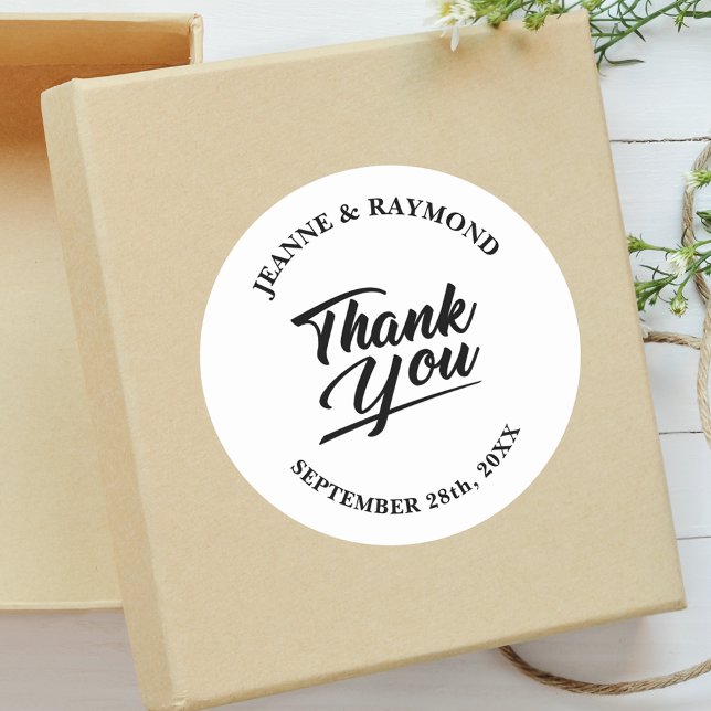 Modern Minimalist Wedding Thank You Favour Classic Round Sticker (Creator Uploaded)