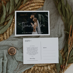 Modern Minimalist wedding Thank you photo Postcard