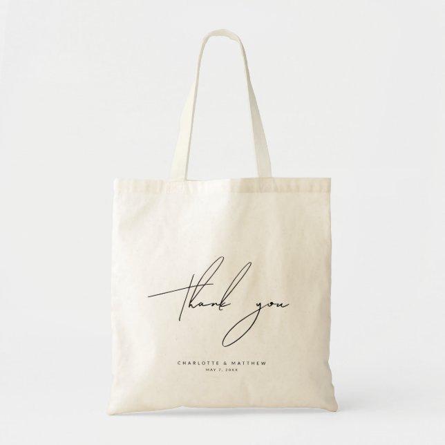 Modern Minimalist Wedding Thank you Tote Bag (Front)