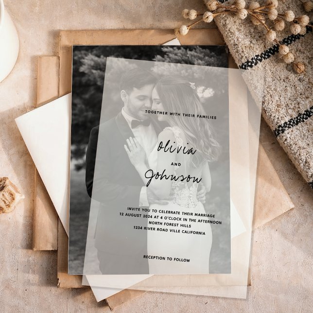 Modern Minimalist Wedding Vellum Invitations (Creator Uploaded)