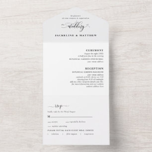 Modern Minimalist Wedding w/ Perforated RSVP All In One Invitation