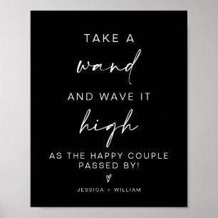 modern minimalist wedding wand send off sign