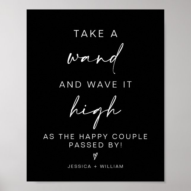 modern minimalist wedding wand send off sign (Front)