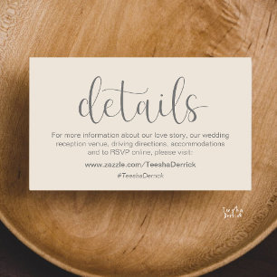 Modern Minimalist Wedding Website RSVP Details Enclosure Card