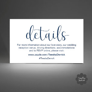 Modern Minimalist Wedding Website RSVP Details Enclosure Card