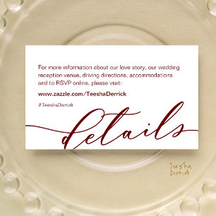 Modern Minimalist Wedding Website RSVP Details Enclosure Card