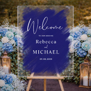 Modern minimalist wedding welcome acrylic sign