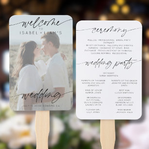 Modern Minimalist Wedding Welcome White Photo Hand Fan