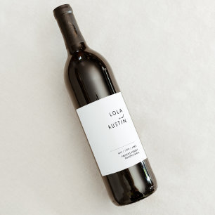 Modern Minimalist Wedding Wine Label