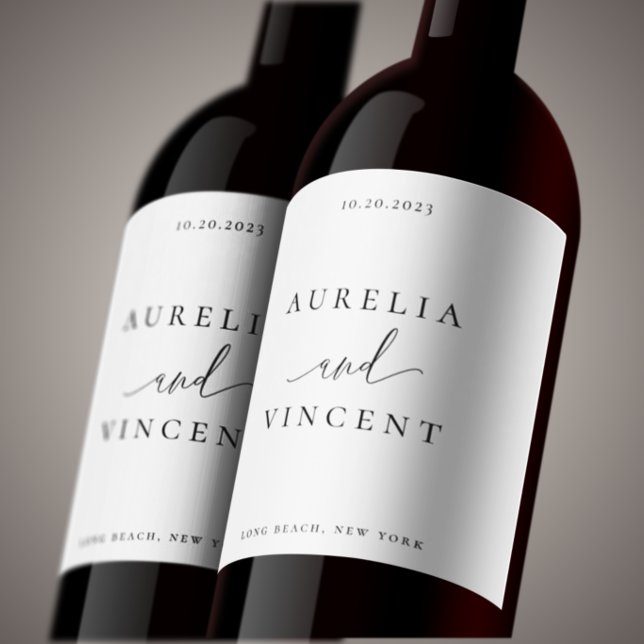 Modern Minimalist Wedding Wine Label (Creator Uploaded)
