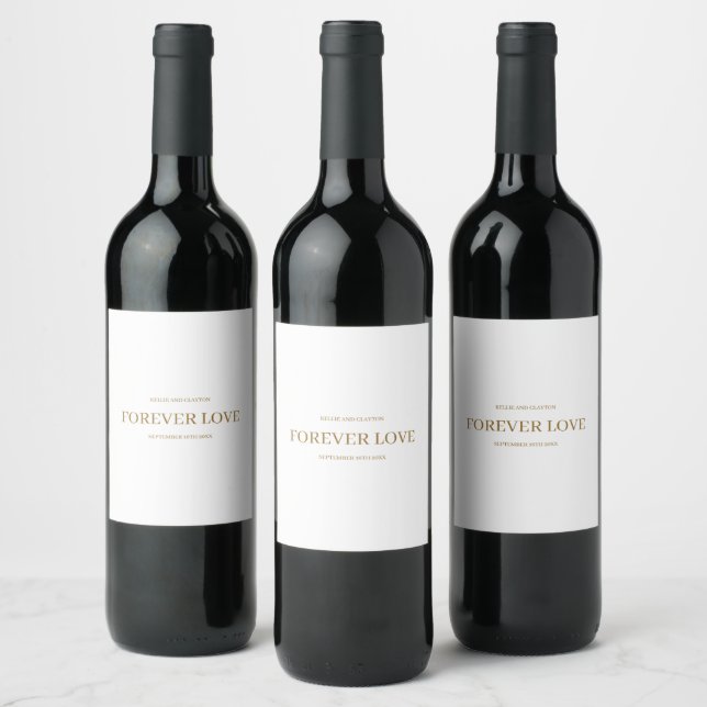Modern Minimalist Wedding Wine Label (Bottles)
