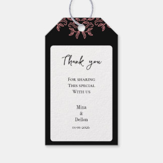 Modern minimalist wedding with flower black gift gift tags