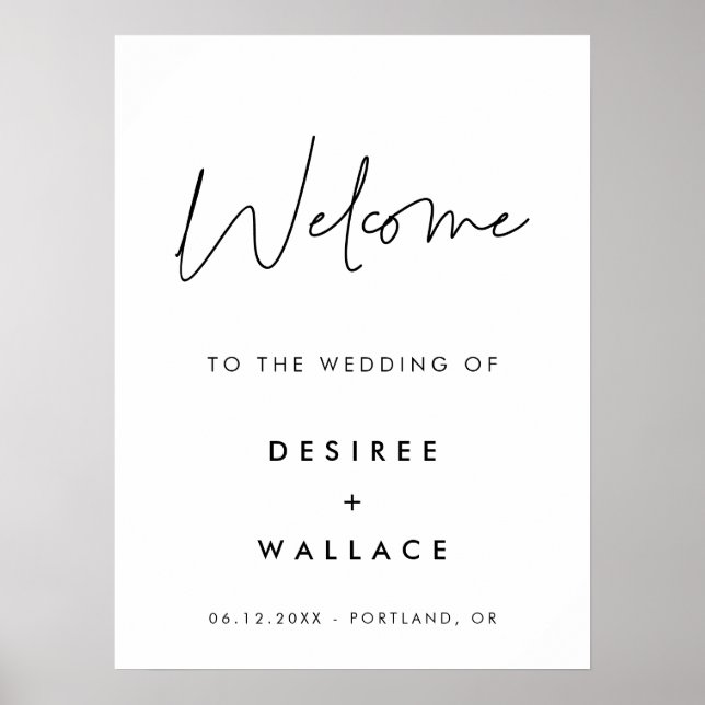 Modern Minimalist Welcome to our wedding Poster (Front)