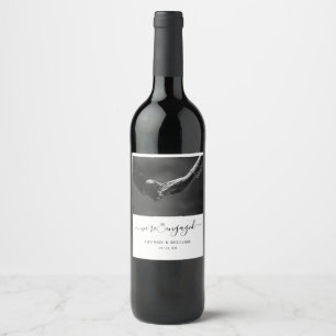 Modern Minimalist We're Engaged with photo  Wine Label
