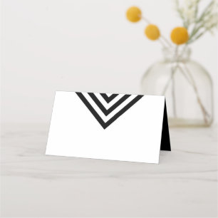 Modern Minimalist White and Black Geometric Place Card