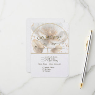 Modern Minimalist White and Gold Wedding RSVP Card