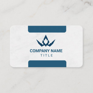 Modern Minimalist White and Navy Blue Graphics Business Card