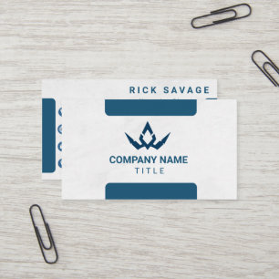 Modern Minimalist White and Navy Blue Graphics Business Card