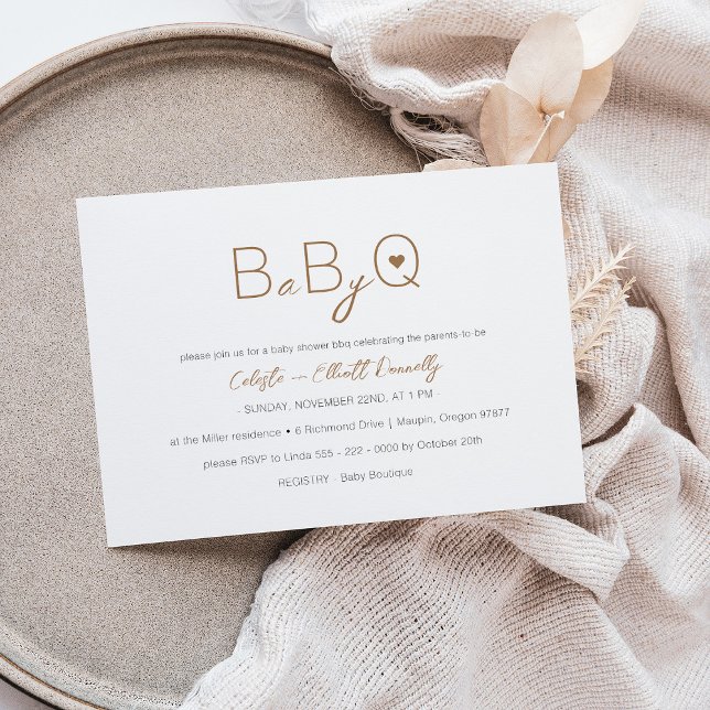 Modern Minimalist White Baby-Q BBQ Baby Shower Invitation (Creator Uploaded)