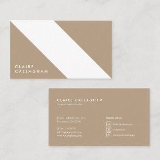 modern minimalist white beige geometric pattern business card