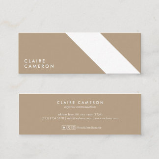 modern minimalist white beige geometric pattern mini business card