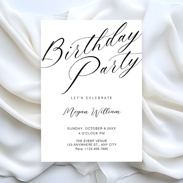 Modern minimalist white birthday  invitation (Creator Uploaded)