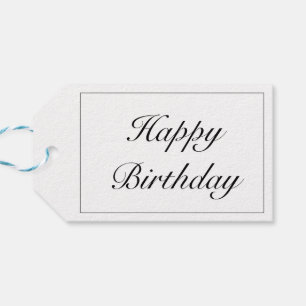 Modern Minimalist White Black Birthday Gift Tags