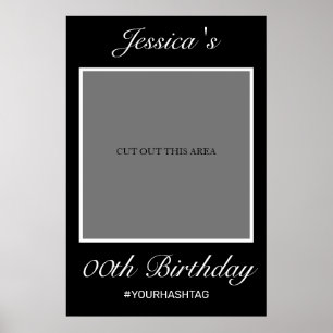 Modern Minimalist White Black Birthday Photo Prop Poster