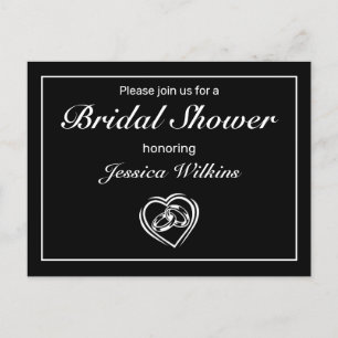 Modern Minimalist White Black Bridal Shower Announcement Postcard