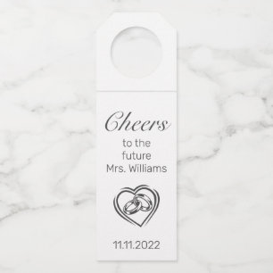 Modern Minimalist White Black Bridal Shower Bottle Tag