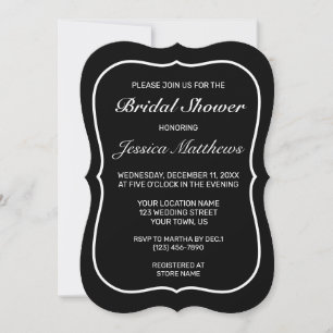Modern Minimalist White Black Bridal Shower Invitation