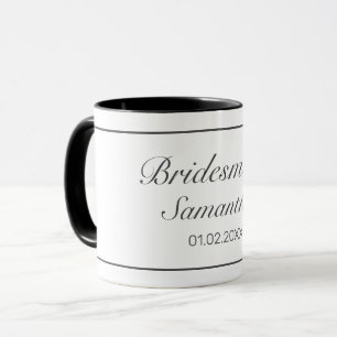 Modern Minimalist White Black Bridesmaid Wedding Mug
